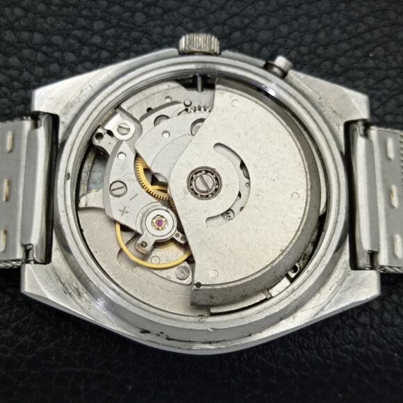 Vintage 1973 Ricoh Automer atic Mens SilvWatch W/daydate & Blue accents - Picture 10 of 10